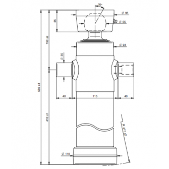 Teleskopski cilinder 2 stopnje 6 ton 795mm s kroglo 3024S